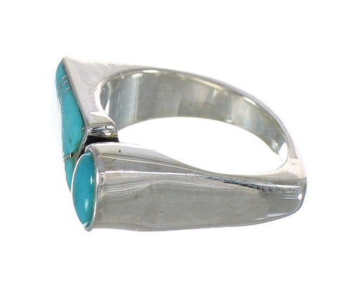 Turquoise Southwestern Sterling Silver Ring Size 8-3/4 AX90797